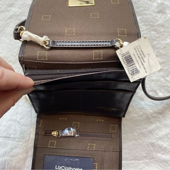 Liz Claiborne New With Tags Brown Leather Crossbody Purse - Picture 10 of 15
